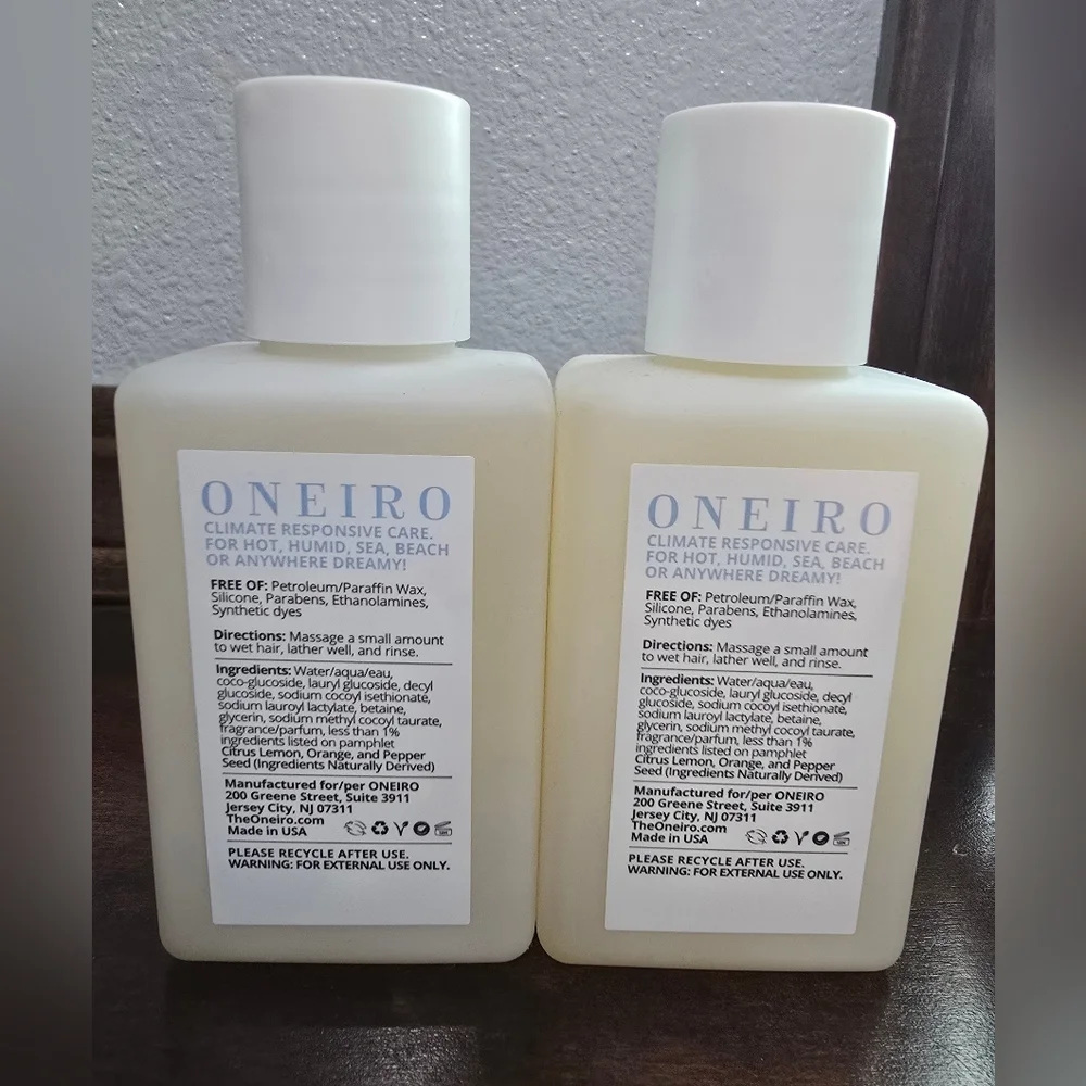2 Oneiro Sunchasers Hydrating Natural Toxin Free Vegan Hair Shampoo 3.4 Oz.